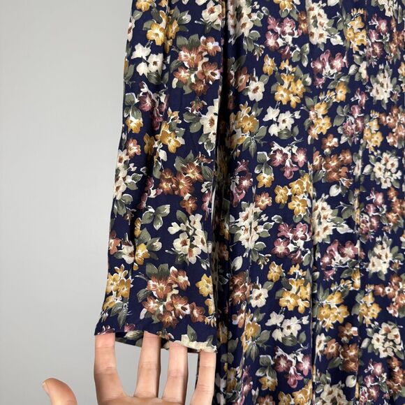 Vintage 80s 90s Floral Dress w/ Lace Collar Puff Sleeves, Romantic Prairie Style - Picture 6 of 11